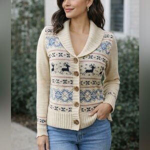 Grane Reindeer Sweater. Size Medium. New with tags. Juniors. Cardigan. Holiday